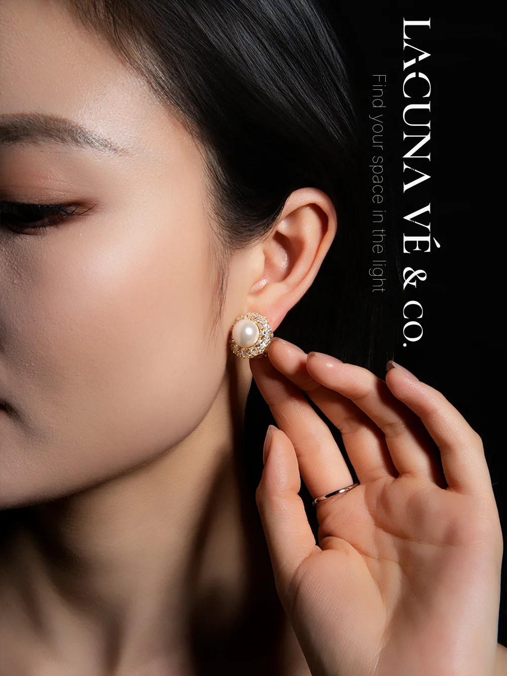 18K Gold Plated Pearl & Zircon Halo Stud Earrings ⌜Moonlight & Stardust⌟ | Vintage Minimalist Jewelry | Lacuna Vé & Co. | S925 Post - Image 4