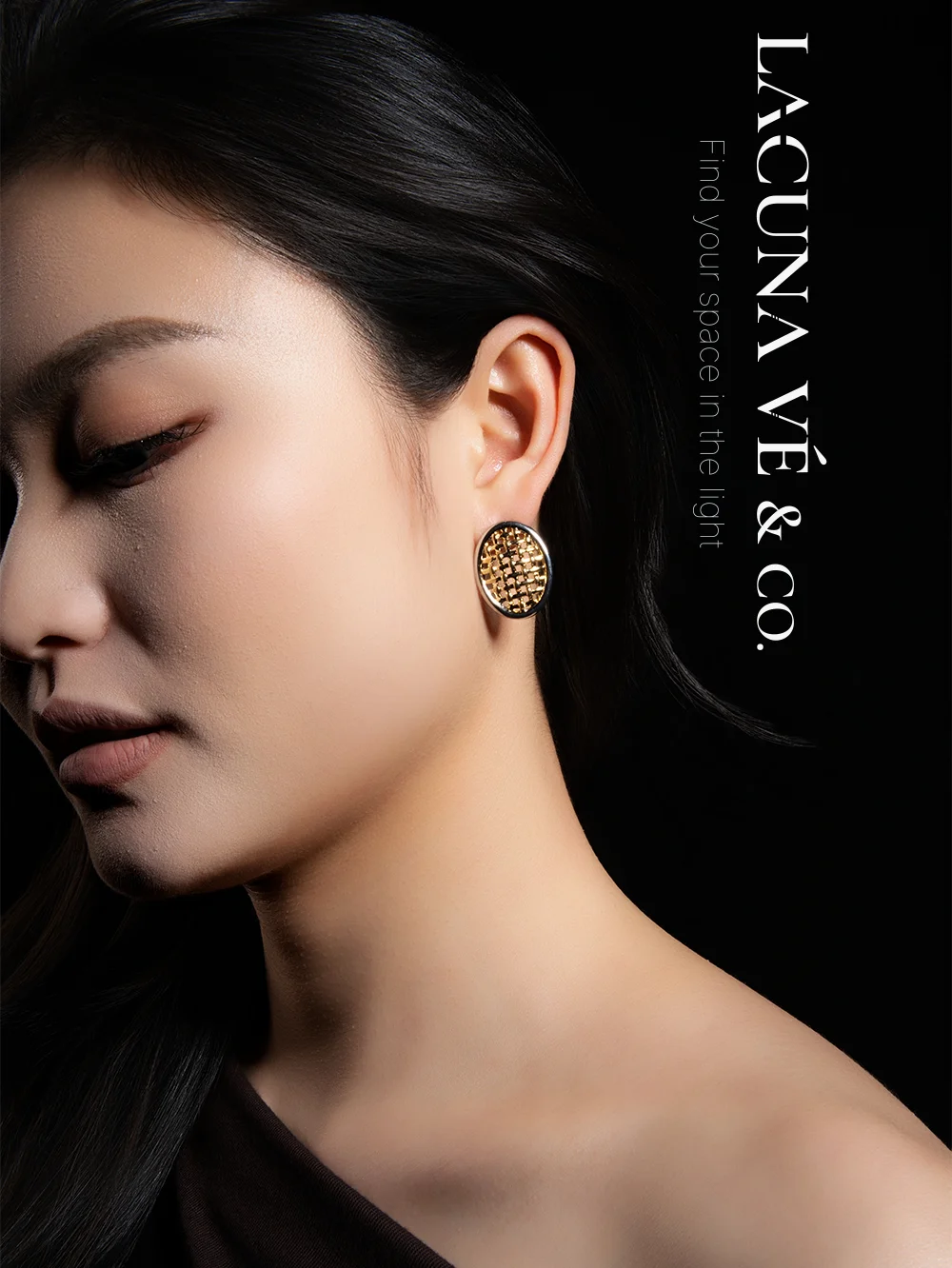 18K Gold Plated Woven Mesh Stud Earrings ⌜Woven Gold Shimmer⌟ | Minimalist Geometric Jewelry | Lacuna Vé & Co. | S925 Post