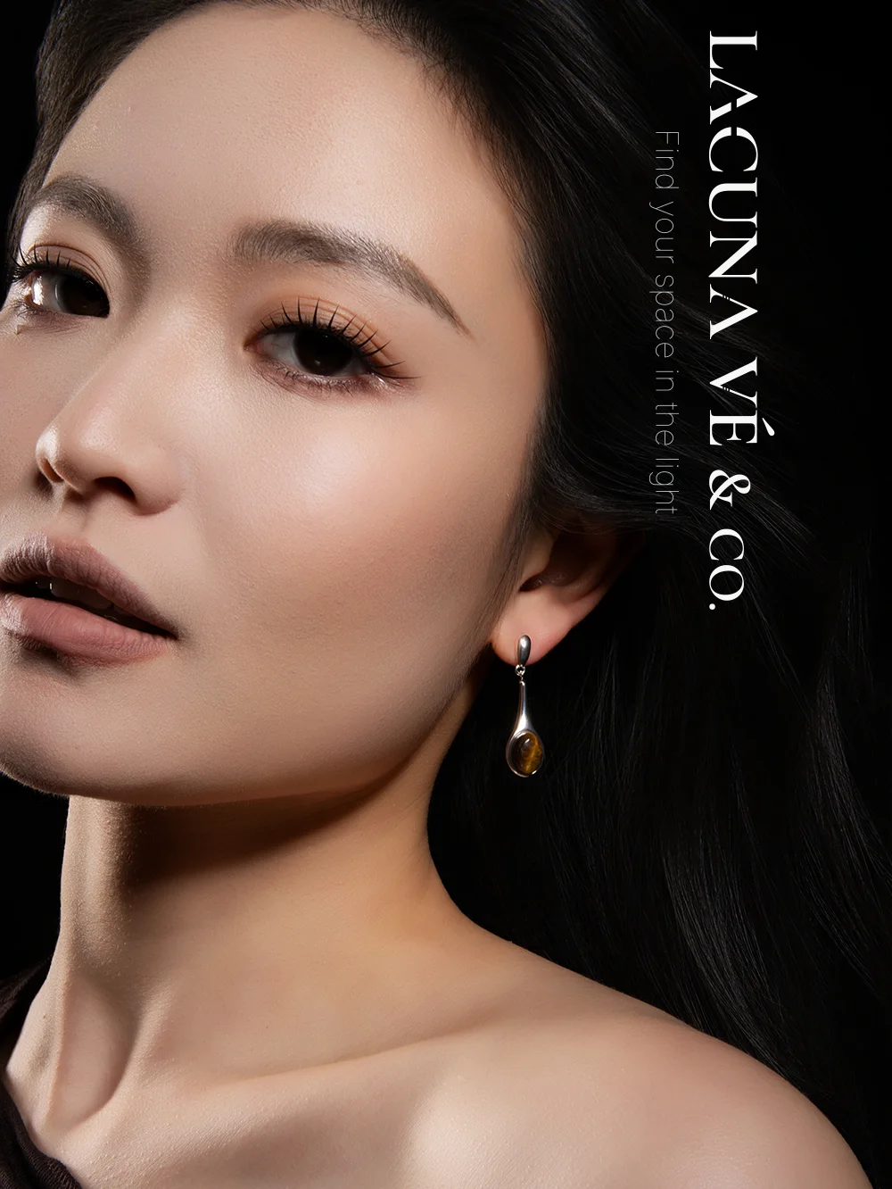 18K Gold Plated Tiger's Eye Teardrop Earrings ⌜Tiger's Eye Droplet⌟ | Minimalist Gemstone Jewelry | Lacuna Vé & Co. | S925 Post