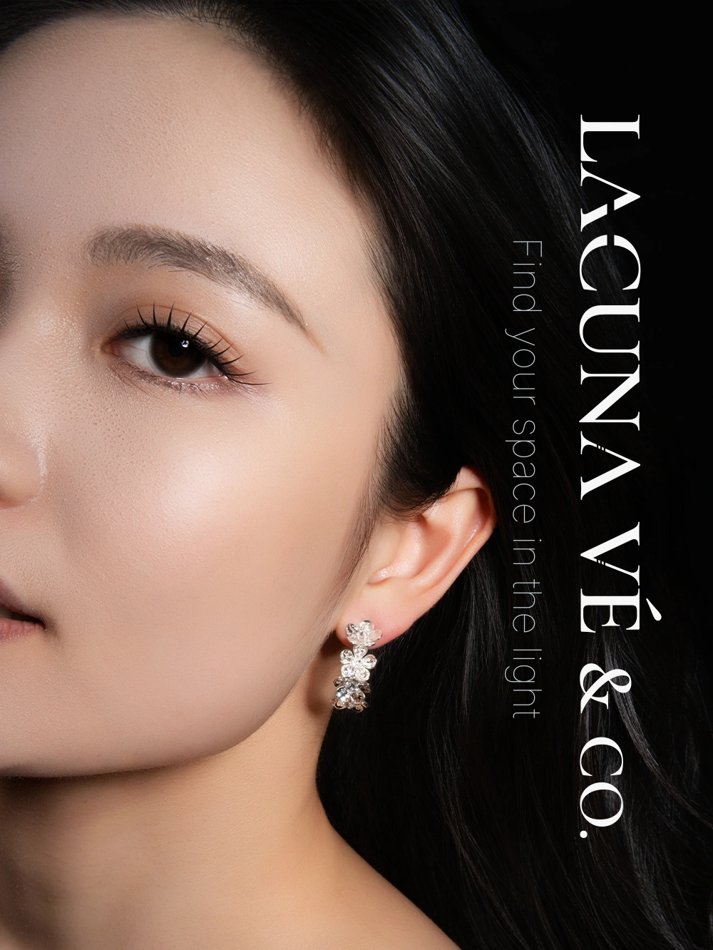 18K Gold Plated Floral Half Hoop Earrings ⌜Frostlit Sakura Arc Earrings⌟ | Curved Flower Studs | Lacuna Vé & Co. | S925 Post