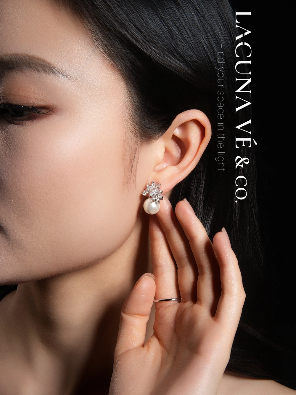 Silver-Tone Pearl & Marquise Zircon Cluster Stud Earrings ⌜Frost Pearl Bloom⌟ | Minimalist S925 Post Jewelry | Lacuna Vé & Co. | Stud Earrings - Image 2