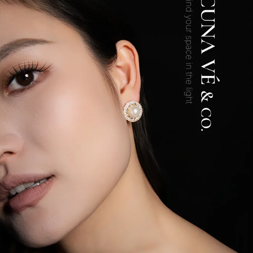 Moonlight & Stardust: Vintage Halo Design with 18K Gold-Plated Copper, Cubic Zirconia & S925 Posts | Lacuna Ve - Image 1