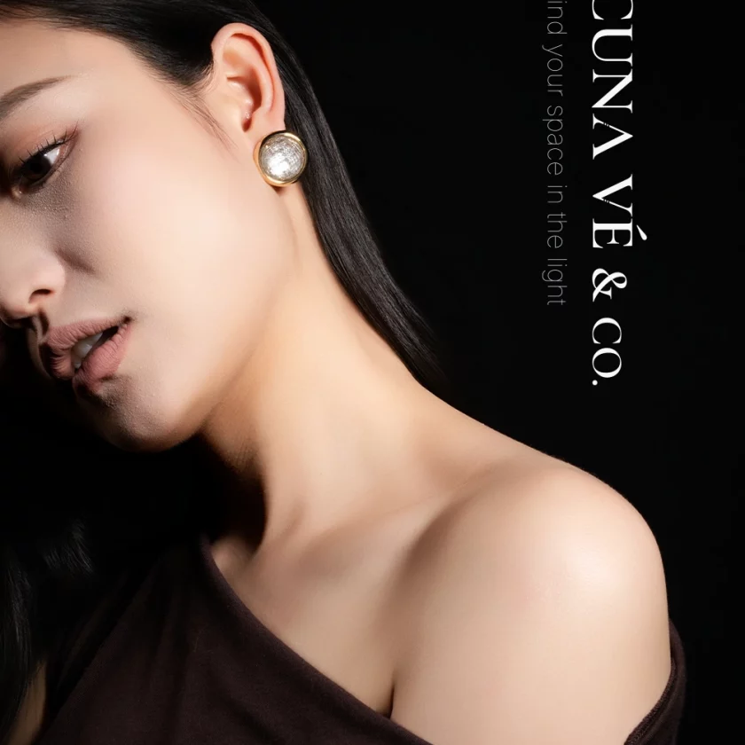 Frosted Lunar Disc: Vintage Textured Round Design with 18K Gold-Plated Copper & S925 Posts | Lacuna Ve - Image 2