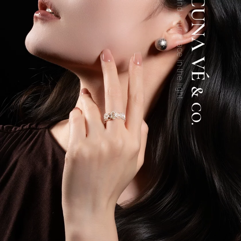 18K Gold Plated Adjustable Ring ⌜Ethereal Blossom Lace Ring⌟ | Filigree Statement Ring | Lacuna Vé & Co. | Open Band