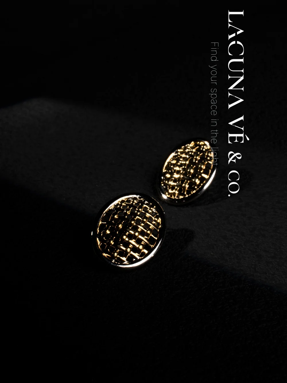 18K Gold Plated Woven Mesh Stud Earrings ⌜Woven Gold Shimmer⌟ | Minimalist Geometric Jewelry | Lacuna Vé & Co. | S925 Post - Image 5