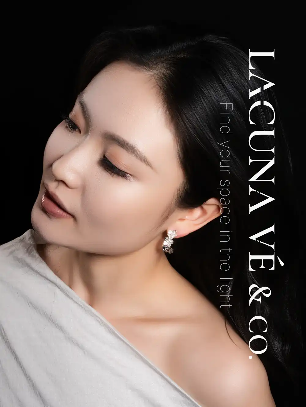 18K Gold Plated Floral Half Hoop Earrings ⌜Frostlit Sakura Arc Earrings⌟ | Curved Flower Studs | Lacuna Vé & Co. | S925 Post - Image 4