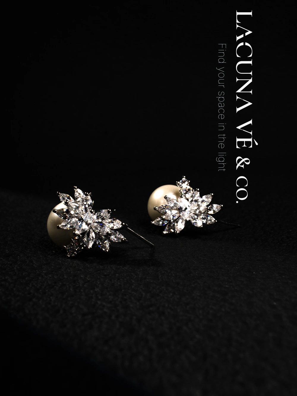 Silver-Tone Pearl & Marquise Zircon Cluster Stud Earrings ⌜Frost Pearl Bloom⌟ | Minimalist S925 Post Jewelry | Lacuna Vé & Co. | Stud Earrings - Image 4