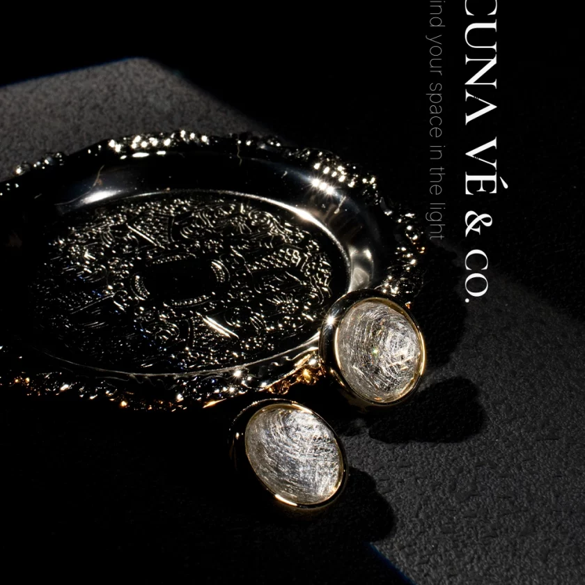 Frosted Lunar Disc: Vintage Textured Round Design with 18K Gold-Plated Copper & S925 Posts | Lacuna Ve - Image 5