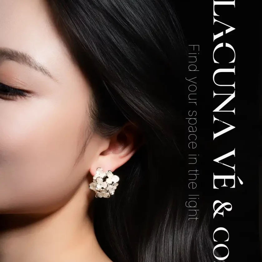 Lucid Dew Petals: Floral Cluster Design in Silver-Tone Copper & S925 Posts | Lacuna Ve - Image 2