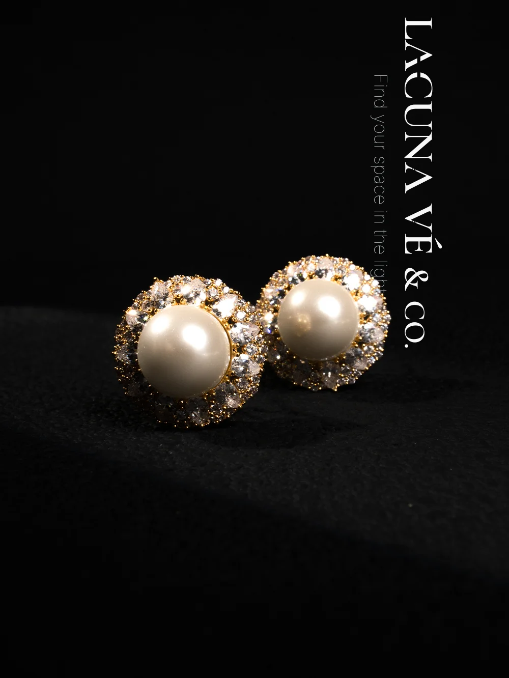 18K Gold Plated Pearl & Zircon Halo Stud Earrings ⌜Moonlight & Stardust⌟ | Vintage Minimalist Jewelry | Lacuna Vé & Co. | S925 Post - Image 5