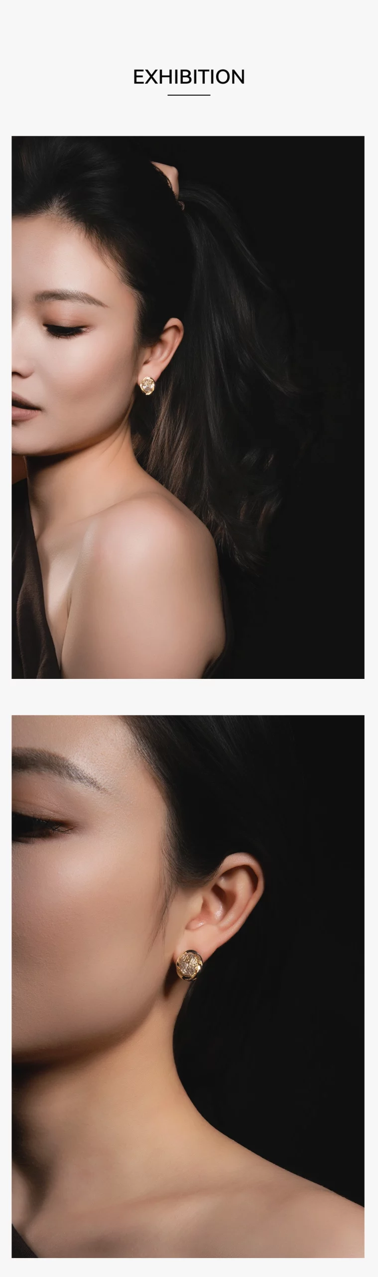 详情201 Lacuna Ve Co | NatureInspired Minimalist Contemporary Earrings Lifestyle shot featuring gold ear studs for ladies