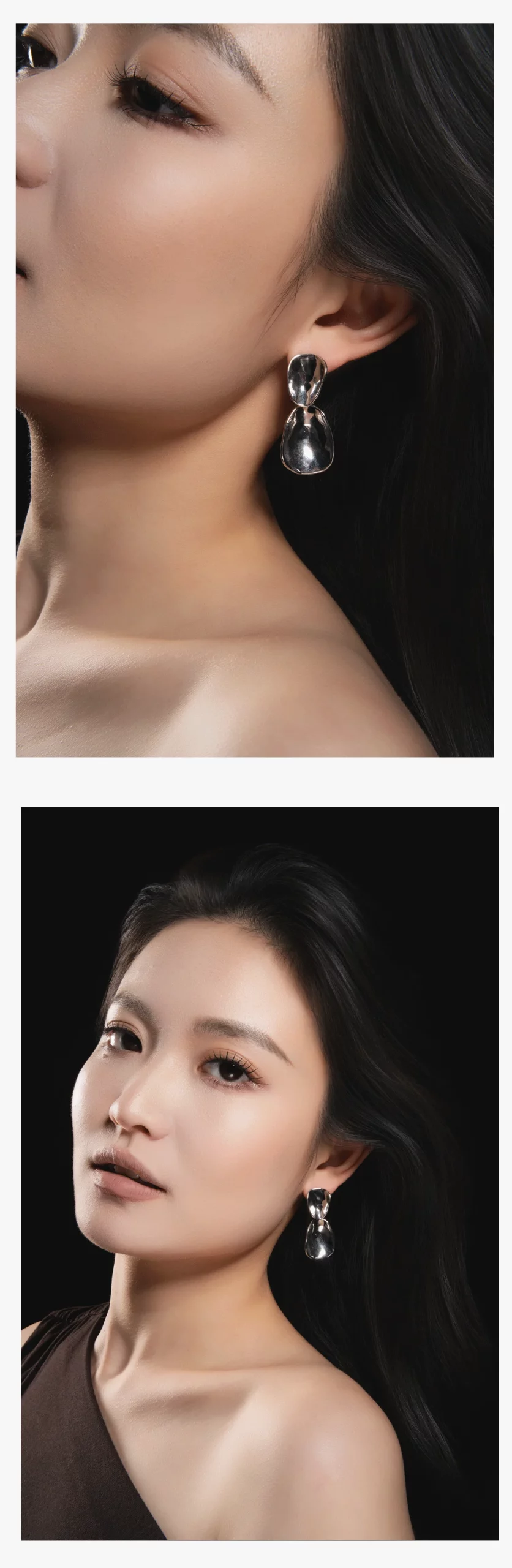 High polish sculptural gold drop earrings by Lacuna Vé & Co.
