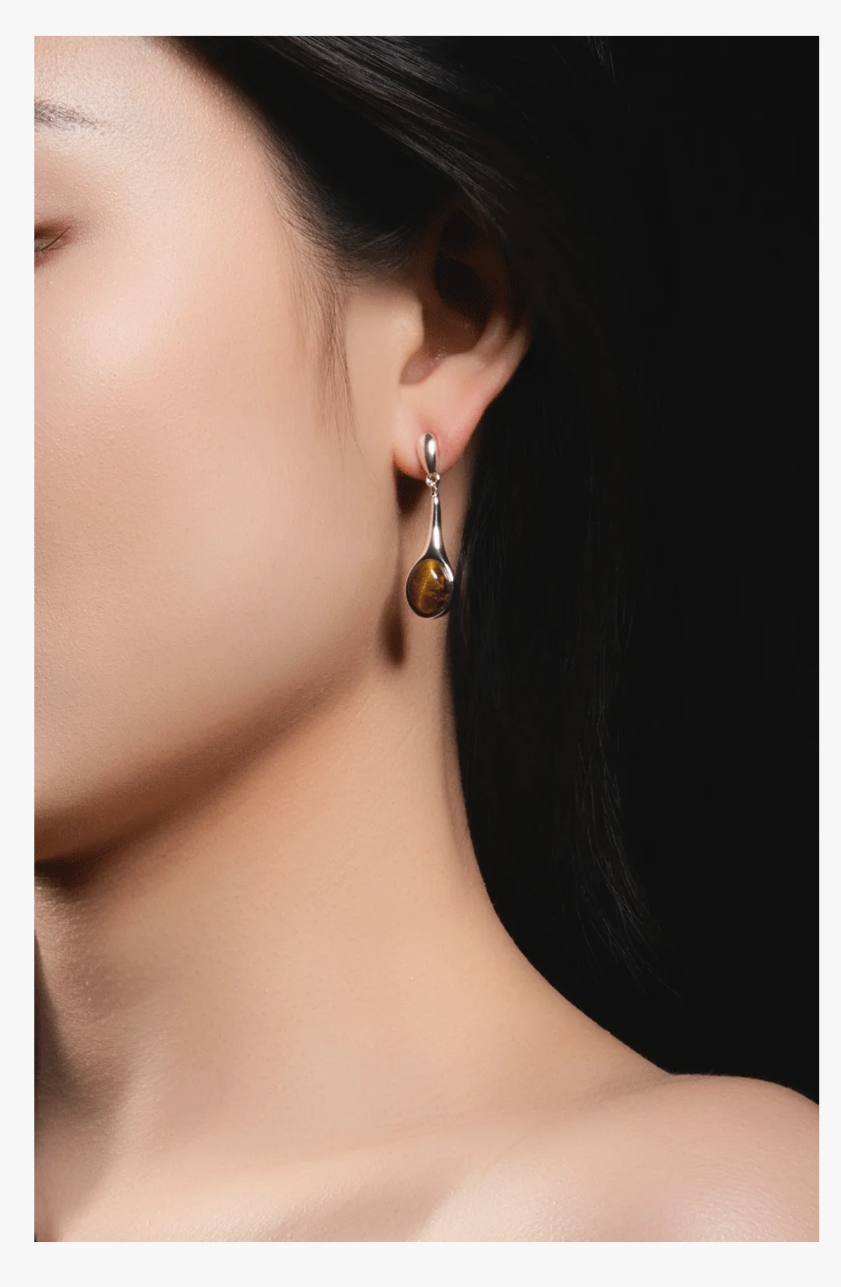Tiger's Eye Droplet Earring Detail and Craftsmanship