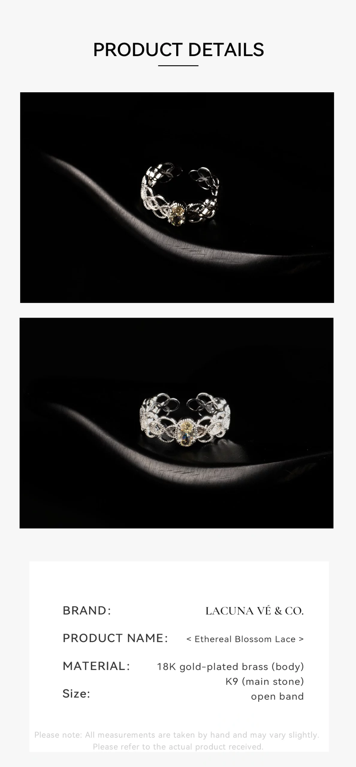 Premium Packaging for the Ethereal Blossom Adjustable Lace Ring