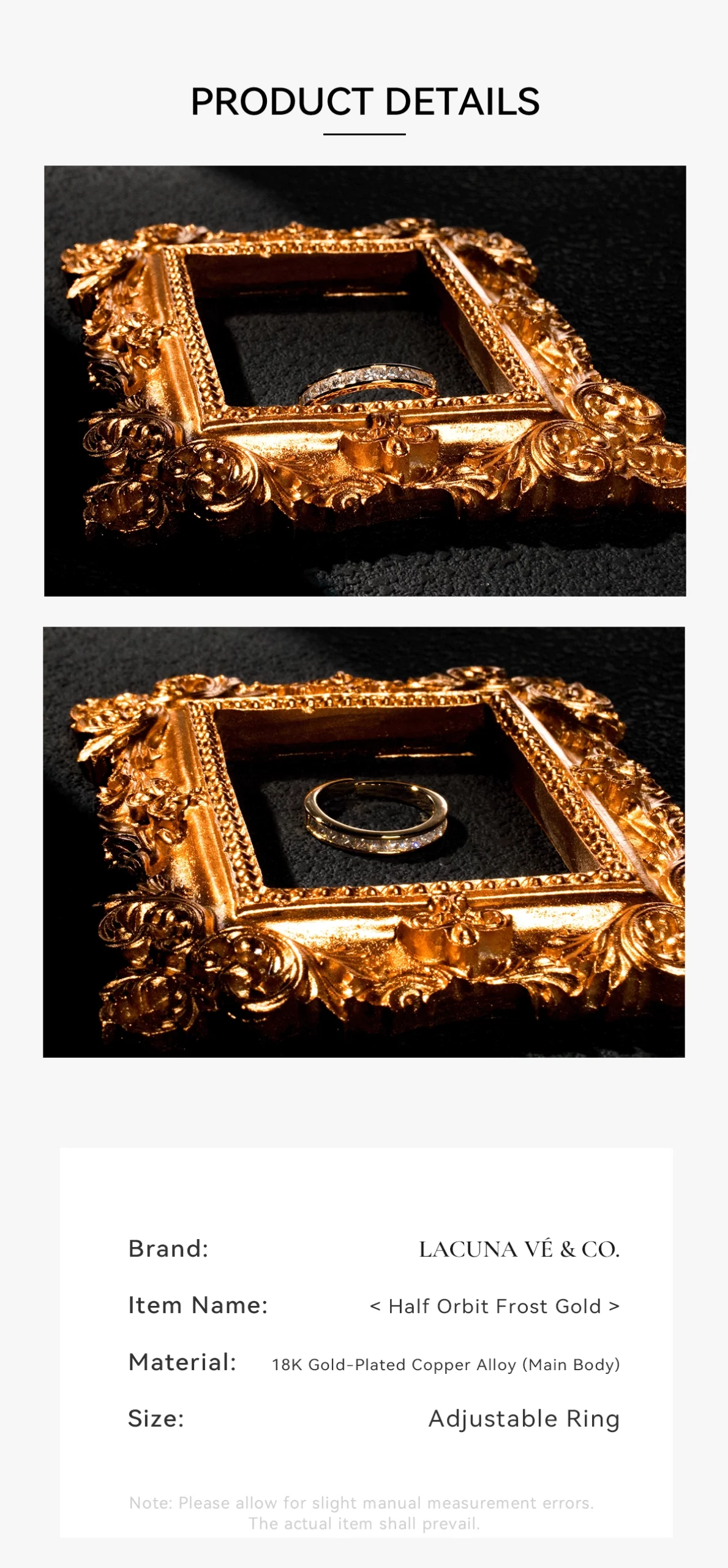 Half Orbit Frost Gold Ring Styling and Fit