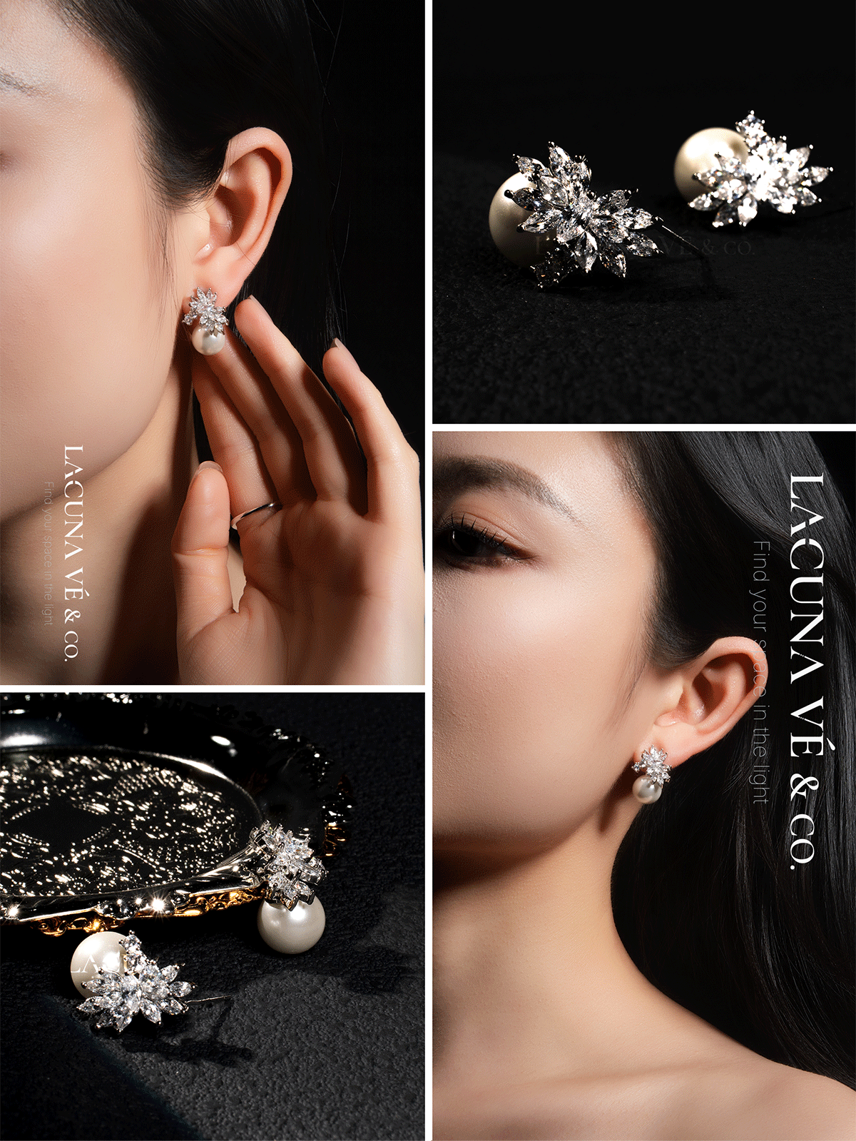 Silver-Tone Minimalist Pearl and Marquise Zircon Earrings