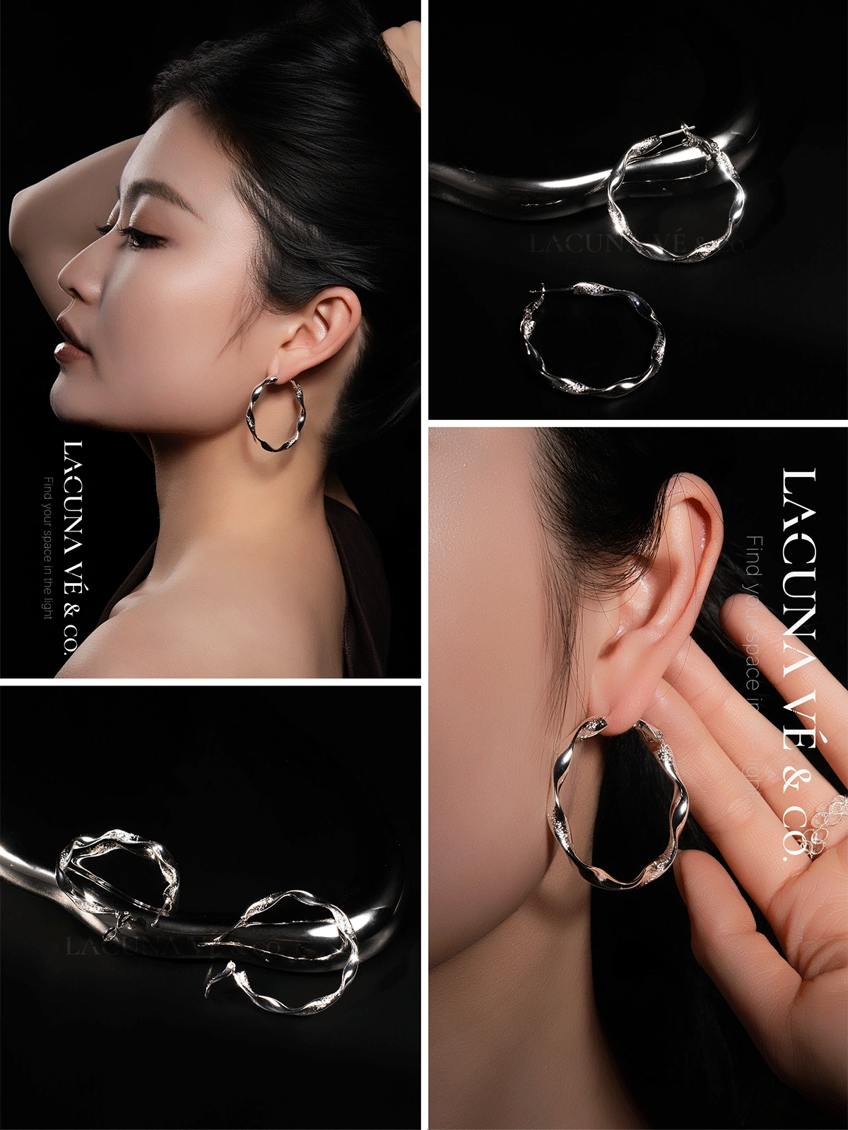 Close-up of Minimalist 18K Gold Plated 40mm Hoop Earrings