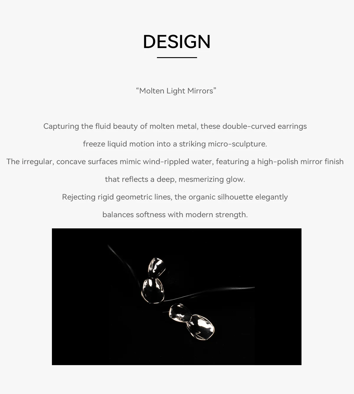 Minimalist liquid gold drop earrings with hypoallergenic S925 posts