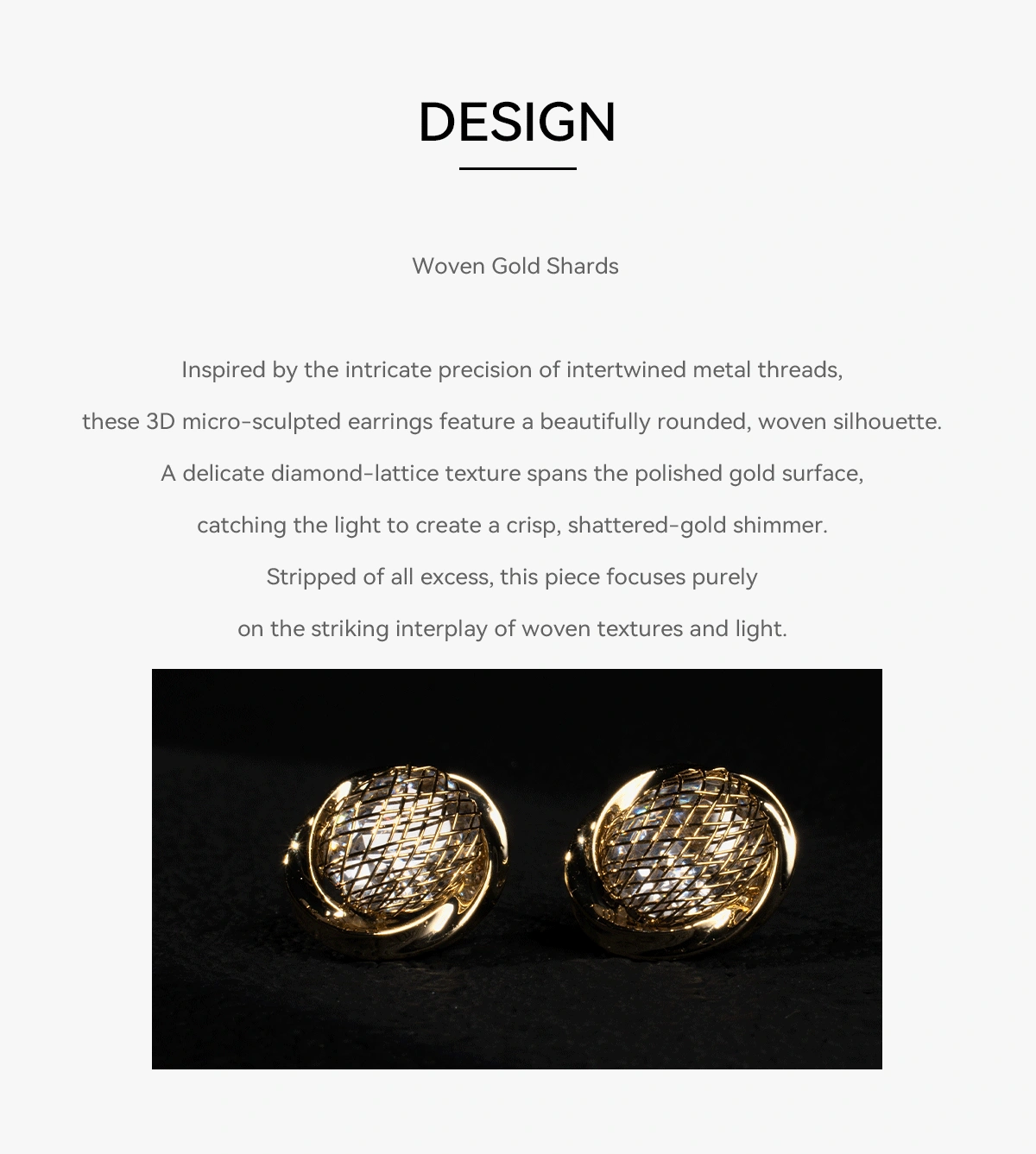 详情103 Lacuna Ve Co | NatureInspired Minimalist Contemporary Earrings Close up view of 18K gold plated earrings studs womens
