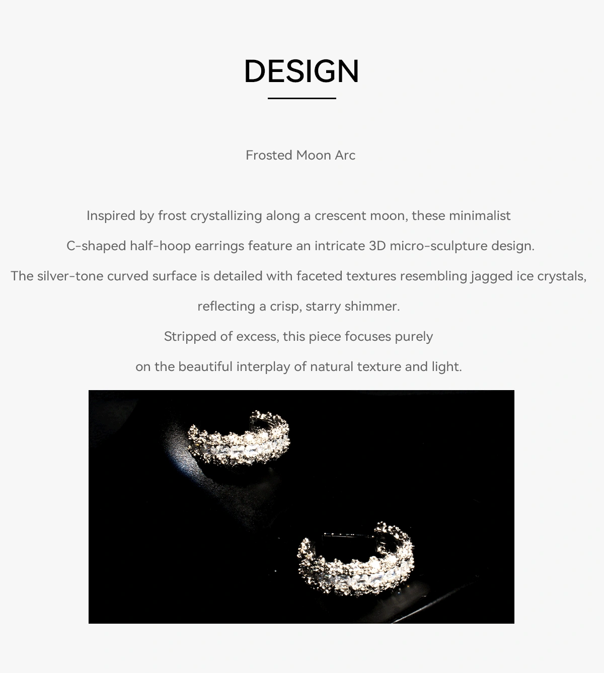 Crescent Frost Hoops with Hypoallergenic S925 Posts