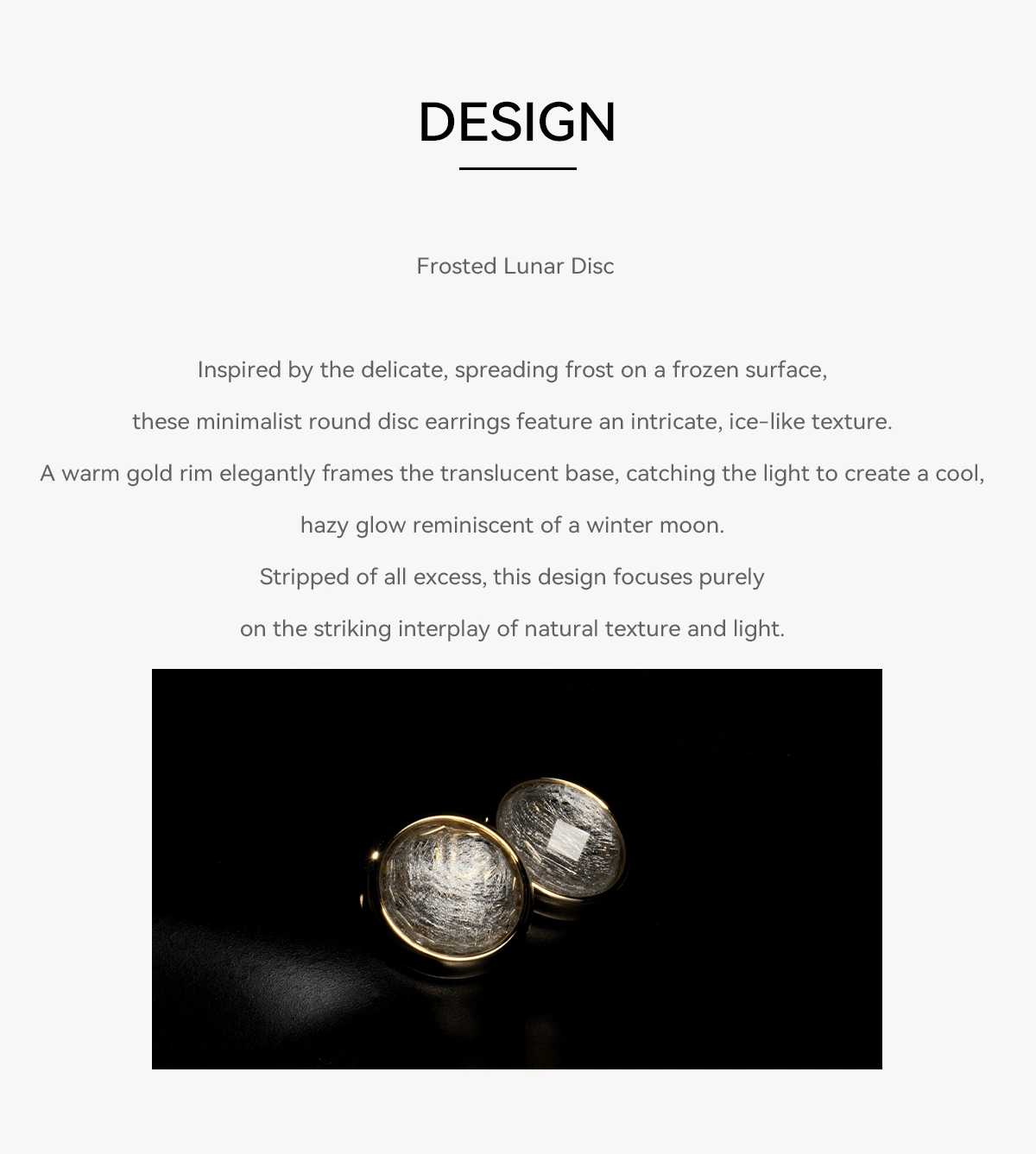 Translucent Base Earring with Ice-Like Texture Details