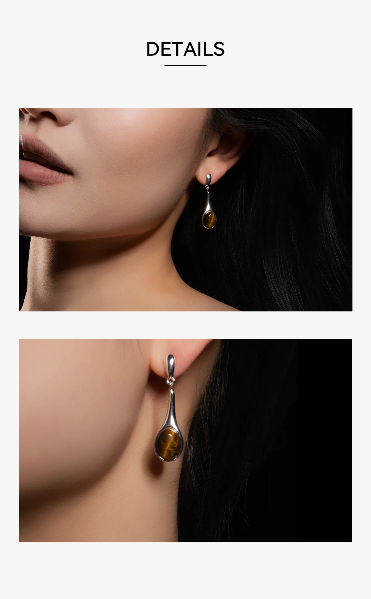 Elegant Commuter Jewelry Natural Tiger's Eye Droplet Earrings