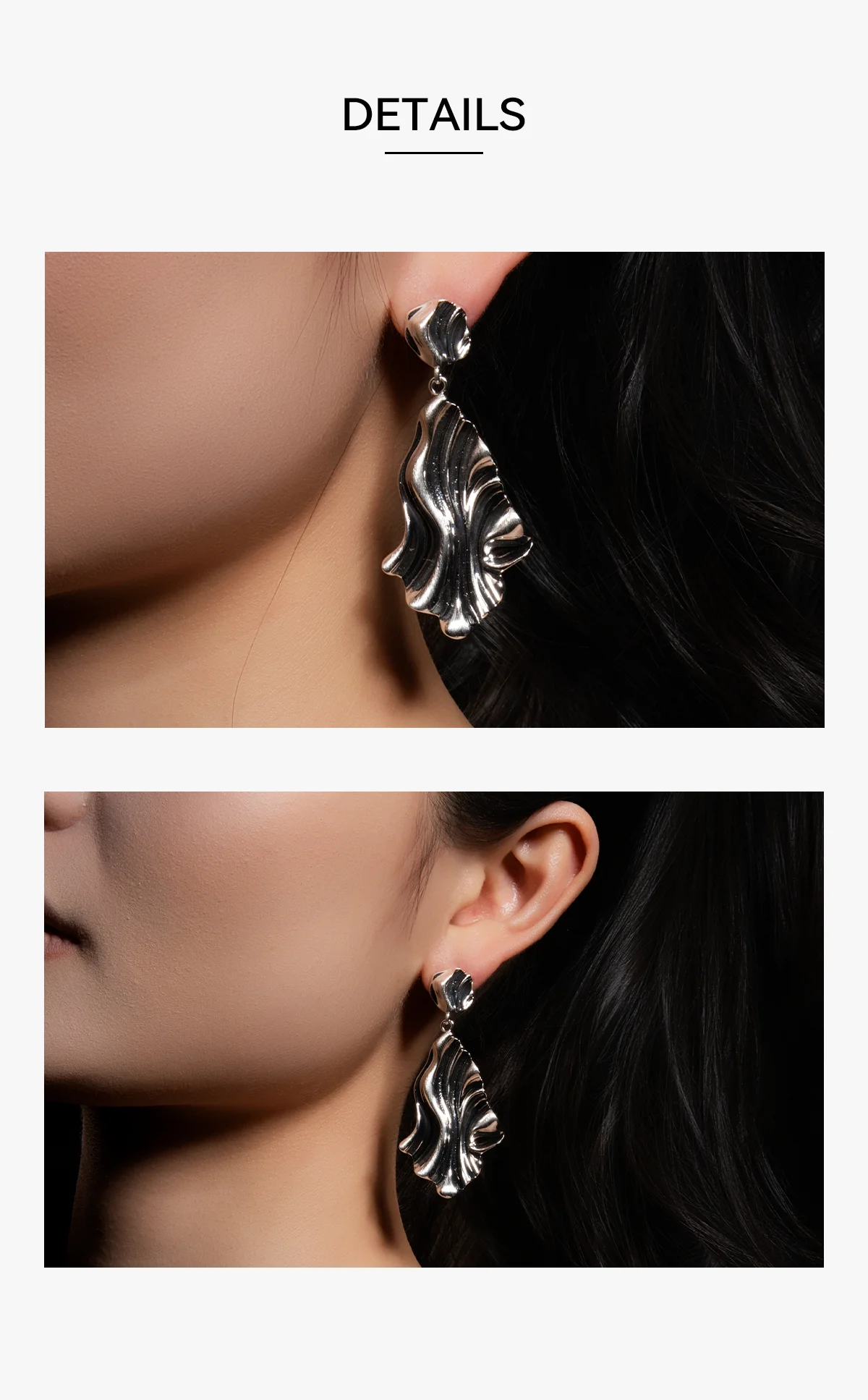 Elegant Commuter Jewelry Silver Irregular Stone Shard Earrings