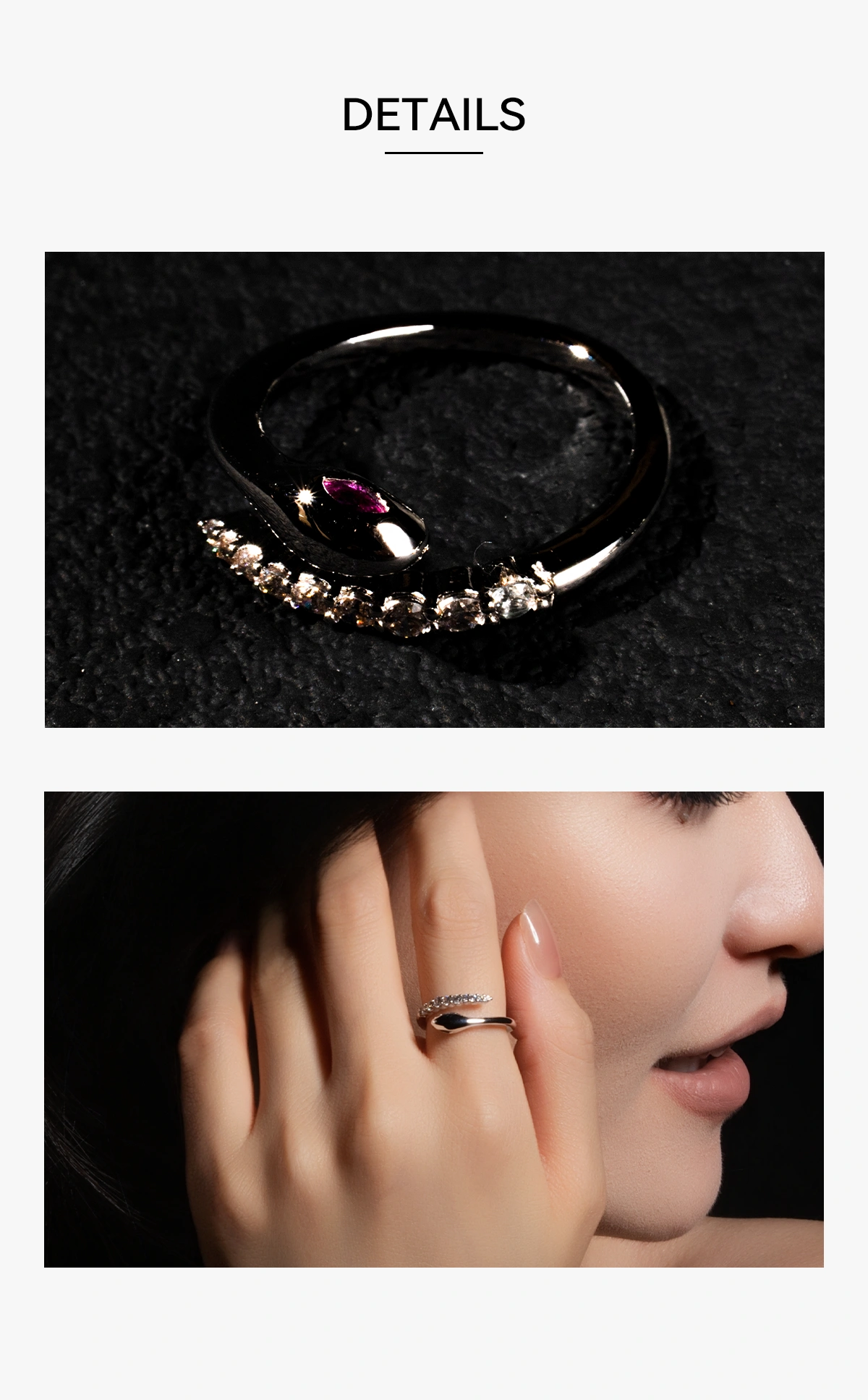 Elegant Commuter Jewelry Silver Snake Open Ring