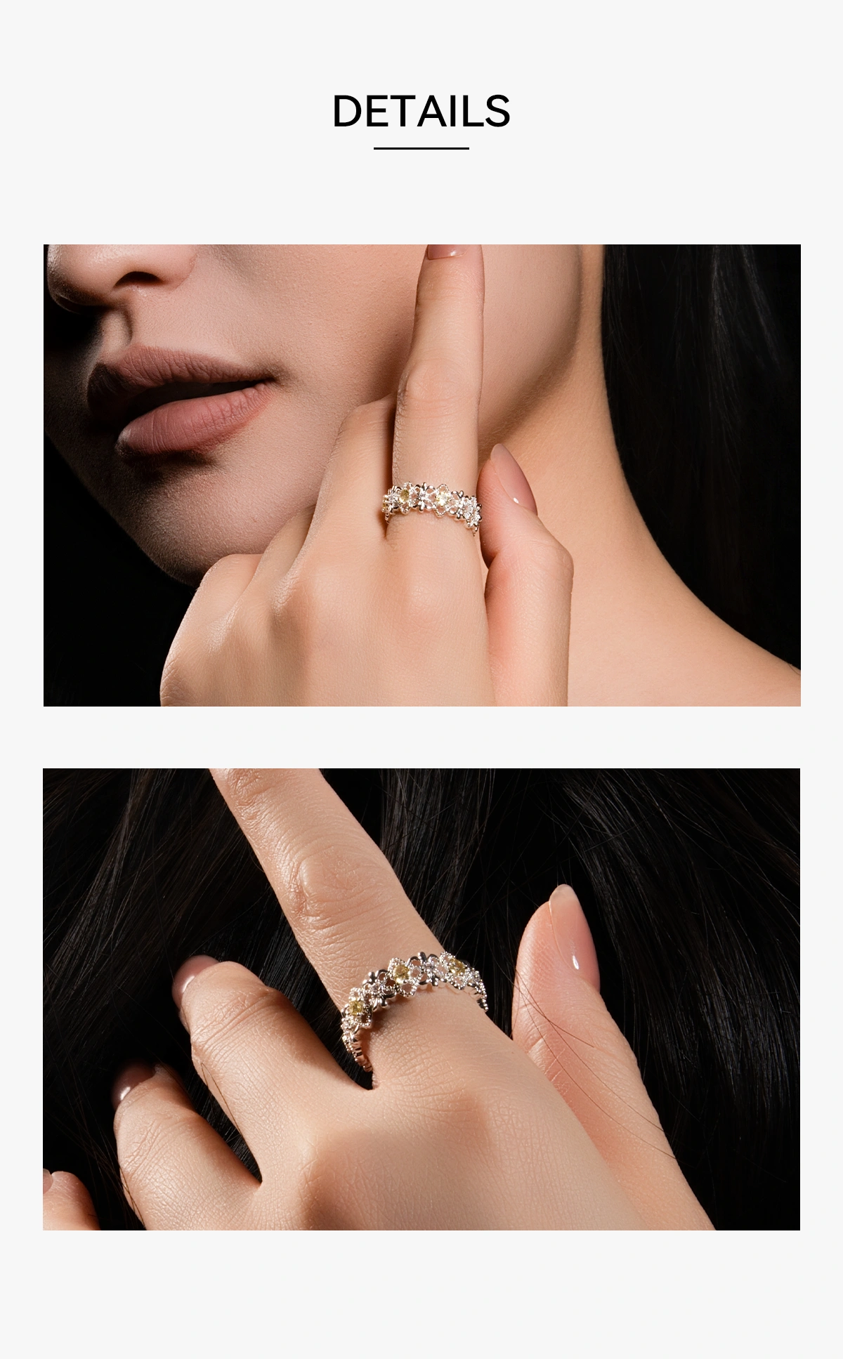 Elegant Commuter Jewelry Ice Lattice Statement Ring
